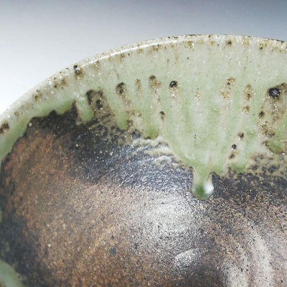 Tokoname Ware Tea Bowl by Horaido Okinken Kiln - Green Ash Glaze Matcha Chawan with Box
