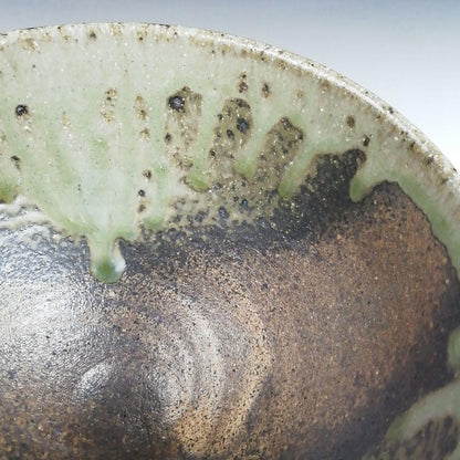 Tokoname Ware Tea Bowl by Horaido Okinken Kiln - Green Ash Glaze Matcha Chawan with Box
