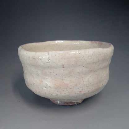 Hagi Ware Tea Bowl by Koyo - White Glaze Chawan with Kannyu Crazing Signed Box
