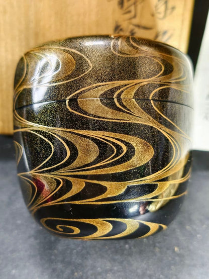 Nashiji Maki-e Mandarin Duck Natsume Tea Caddy by Nakamura Kenji — Japan Contemporary Craft Exhibition Award