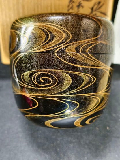 Nashiji Maki-e Mandarin Duck Natsume Tea Caddy by Nakamura Kenji — Japan Contemporary Craft Exhibition Award
