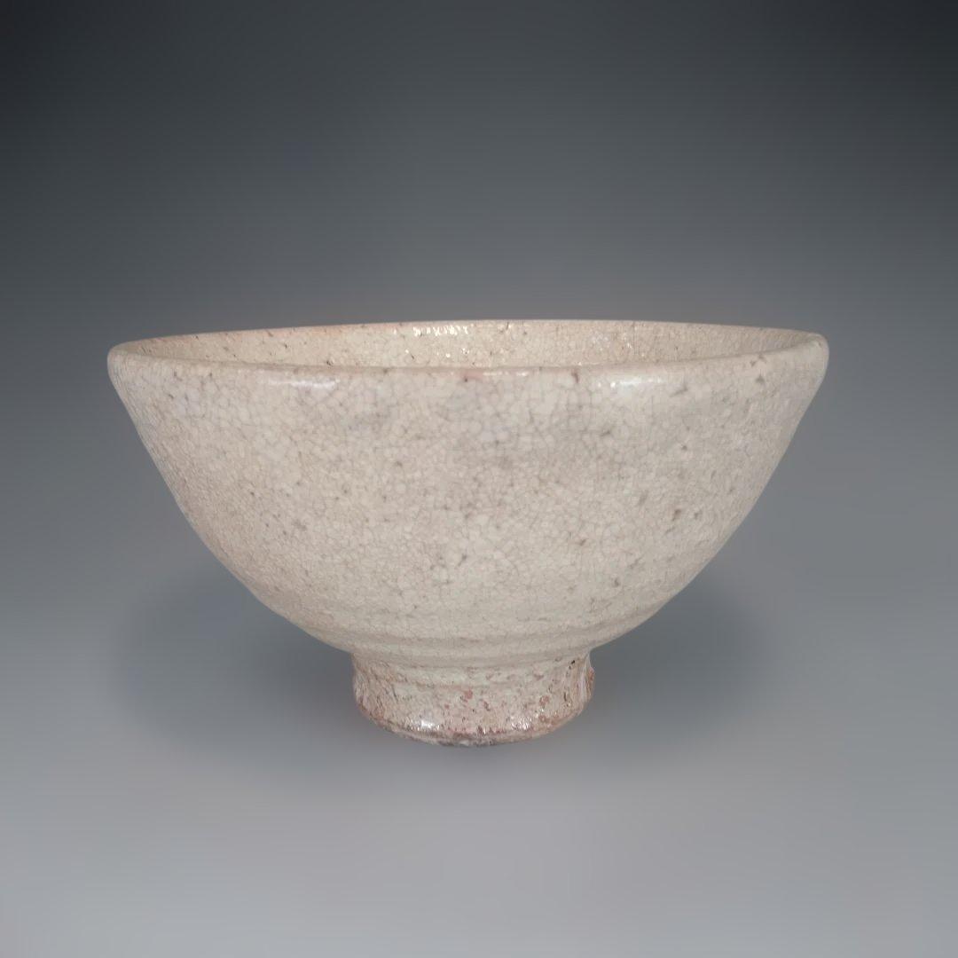 Watanabe Jozan — Hagi Ware Flat Tea Bowl | Hira-Chawan with White Glaze Crazing