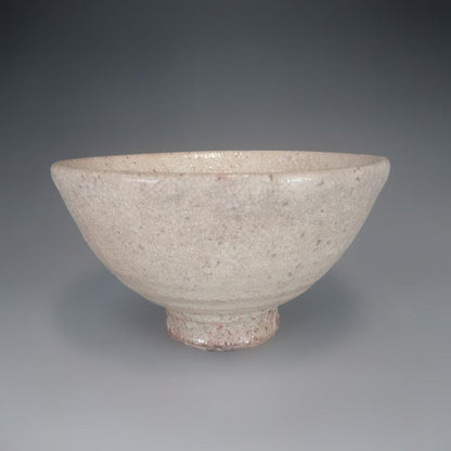 Watanabe Jozan — Hagi Ware Flat Tea Bowl | Hira-Chawan with White Glaze Crazing