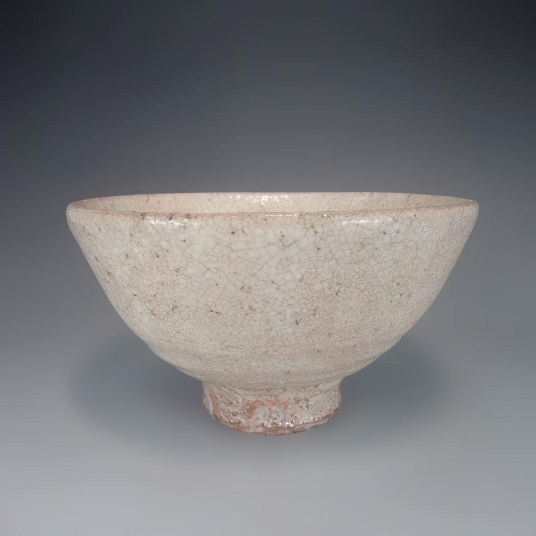 Watanabe Jozan — Hagi Ware Flat Tea Bowl | Hira-Chawan with White Glaze Crazing