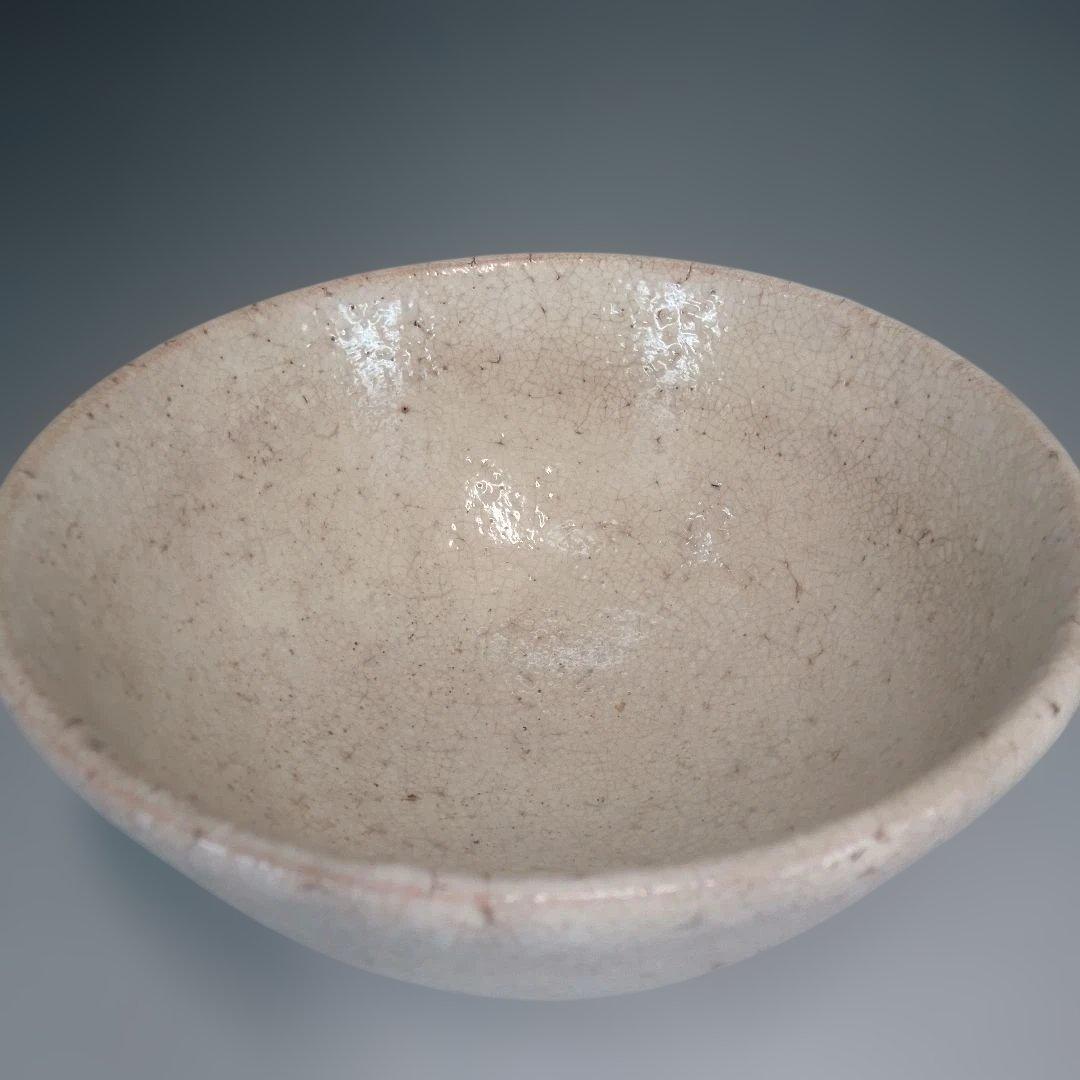 Watanabe Jozan — Hagi Ware Flat Tea Bowl | Hira-Chawan with White Glaze Crazing