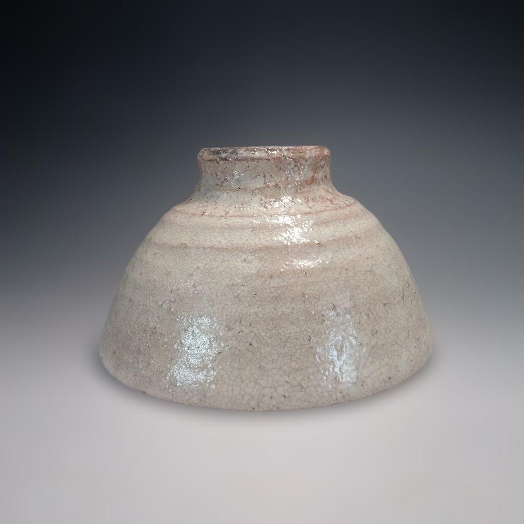 Watanabe Jozan — Hagi Ware Flat Tea Bowl | Hira-Chawan with White Glaze Crazing