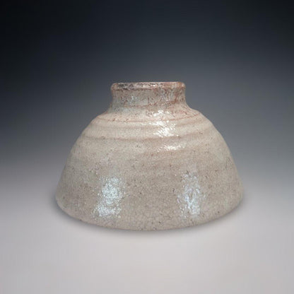 Watanabe Jozan — Hagi Ware Flat Tea Bowl | Hira-Chawan with White Glaze Crazing