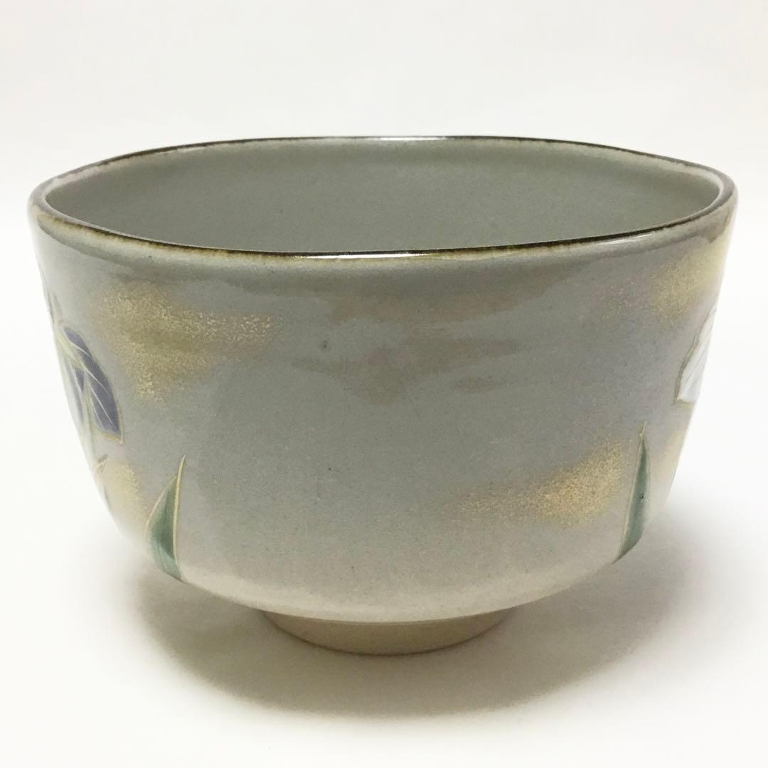 Kenzan-Style Iris Chawan by Ikkyu-gama — Shobu Overglaze Tea Bowl