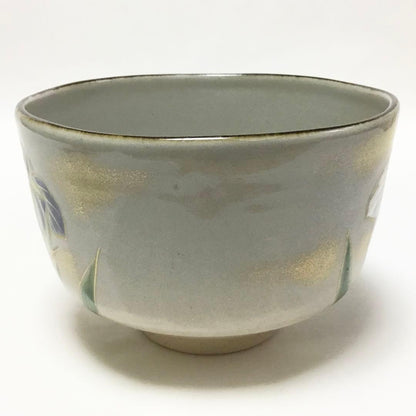 Kenzan-Style Iris Chawan by Ikkyu-gama — Shobu Overglaze Tea Bowl