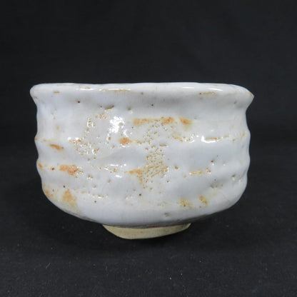 Shino Tea Bowl by Higashiyama - Mino Ware Chawan with Classic White Glaze and Iron Markings