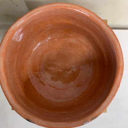 Aka-Raku Matcha Tea Bowl with Signed Tomobako | Japanese Chawan Sakura Wave Rim Keshiki Orange Glaze