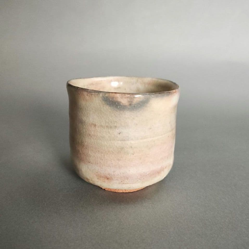 XV Sakakura Shinbei Hagi Ware Sake Cup - 15th Generation Pink-White Glaze Chawan