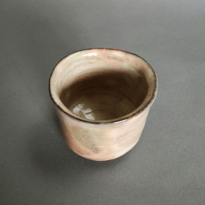 XV Sakakura Shinbei Hagi Ware Sake Cup - 15th Generation Pink-White Glaze Chawan