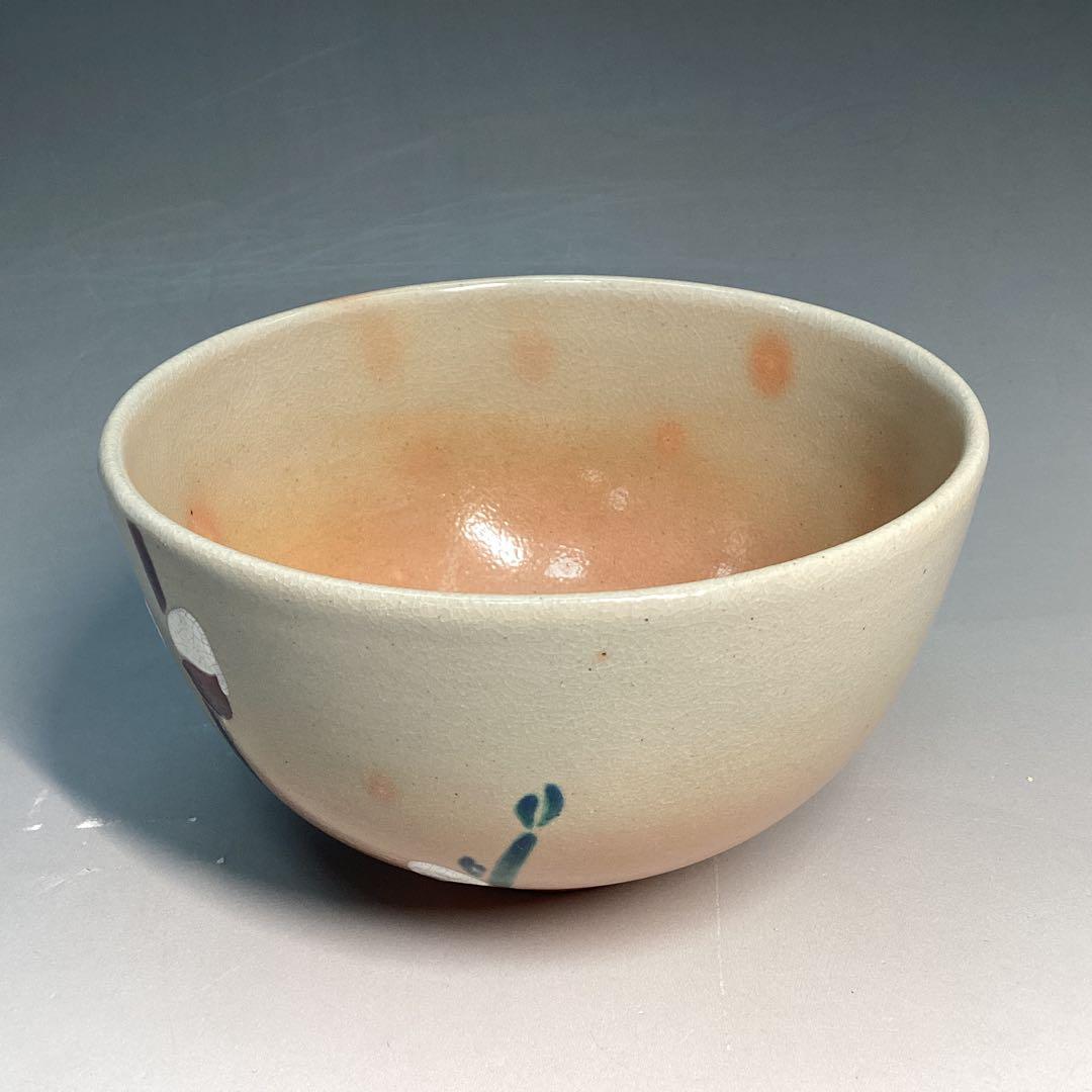 Pussy Willow Nekoyanagi Tea Bowl - Kyo-yaki Spring Chawan with Polychrome Enamel and Box