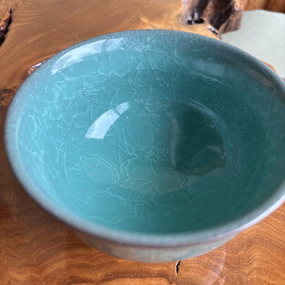 Celadon Crackle Tea Bowl – Kobayashi Kazuma – Seiji Kannyu Chawan – Japan