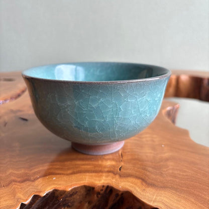Celadon Crackle Tea Bowl – Kobayashi Kazuma – Seiji Kannyu Chawan – Japan