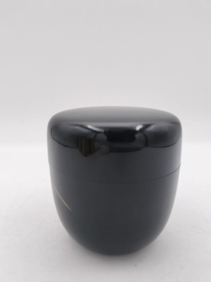 Nabetani Fusagai Black Lacquer Chu-Natsume — Obana Pampas Grass Gold Maki-e Tea Caddy