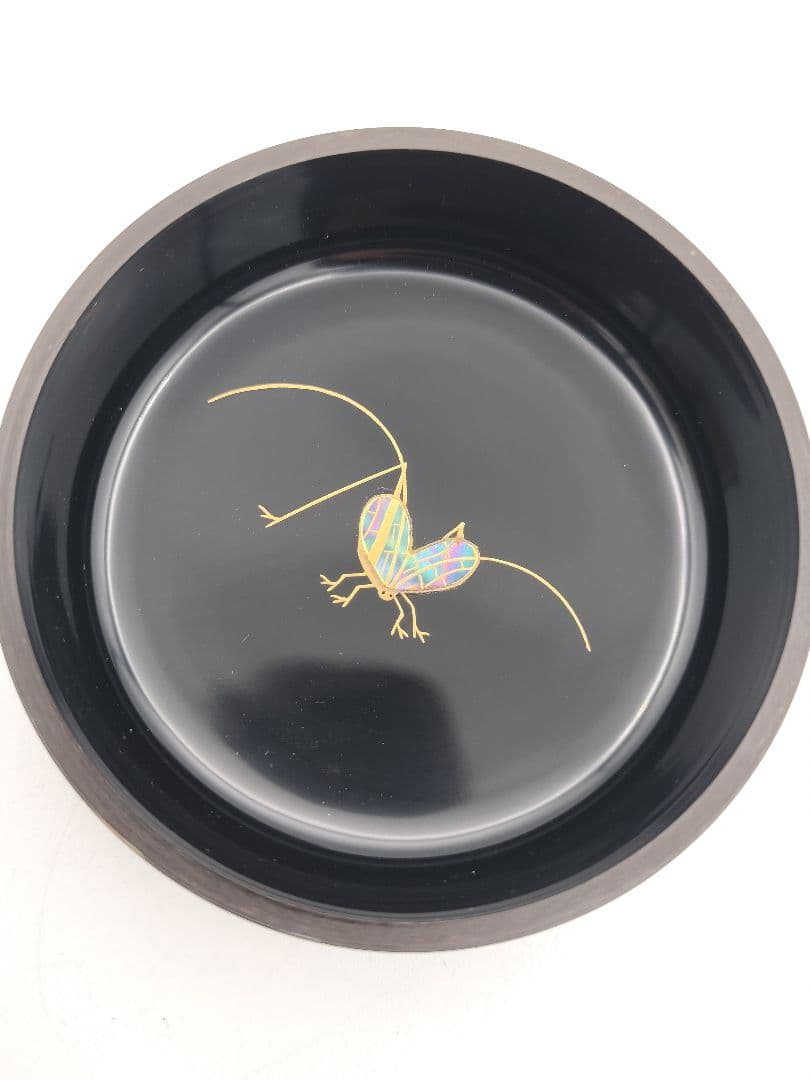 Nabetani Fusagai Black Lacquer Chu-Natsume — Obana Pampas Grass Gold Maki-e Tea Caddy