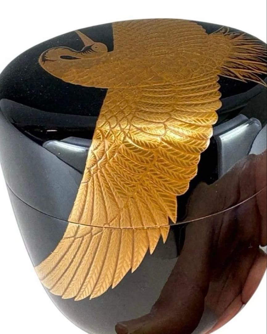 Heian Sosho — Gold Maki-e Crane O-Natsume, Exhibition-Grade, Tomobako