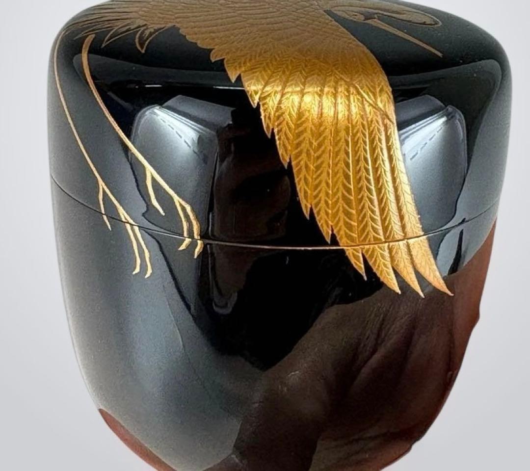 Heian Sosho — Gold Maki-e Crane O-Natsume, Exhibition-Grade, Tomobako