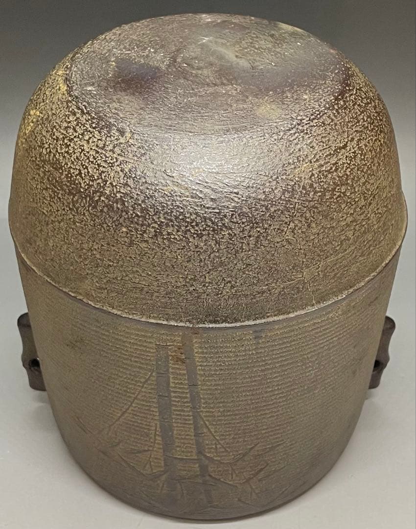 Kanamori Shoei Bamboo Relief Sensuji Cylindrical Iron Tea Kettle Tsutsugama