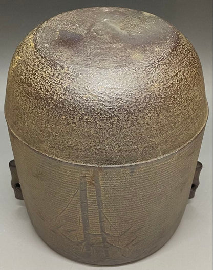 Kanamori Shoei Bamboo Relief Sensuji Cylindrical Iron Tea Kettle Tsutsugama