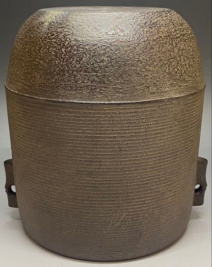 Kanamori Shoei Bamboo Relief Sensuji Cylindrical Iron Tea Kettle Tsutsugama