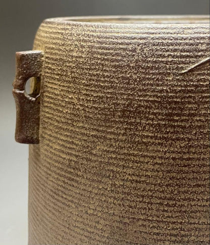 Kanamori Shoei Bamboo Relief Sensuji Cylindrical Iron Tea Kettle Tsutsugama