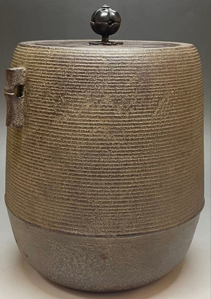Kanamori Shoei Bamboo Relief Sensuji Cylindrical Iron Tea Kettle Tsutsugama