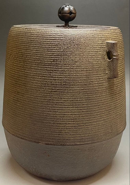 Kanamori Shoei Bamboo Relief Sensuji Cylindrical Iron Tea Kettle Tsutsugama