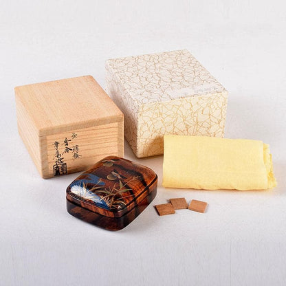 Firefly Maki-e Raden Kogo by Takeuchi Kosai, Black Persimmon Incense Box