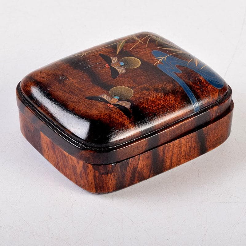 Firefly Maki-e Raden Kogo by Takeuchi Kosai, Black Persimmon Incense Box