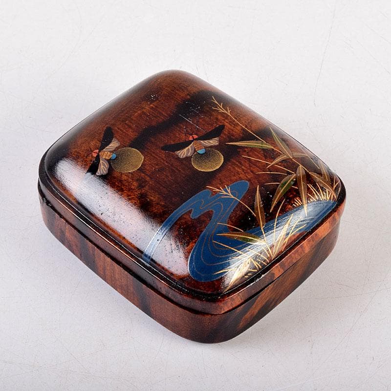 Firefly Maki-e Raden Kogo by Takeuchi Kosai, Black Persimmon Incense Box