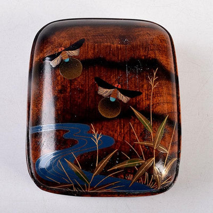 Firefly Maki-e Raden Kogo by Takeuchi Kosai, Black Persimmon Incense Box