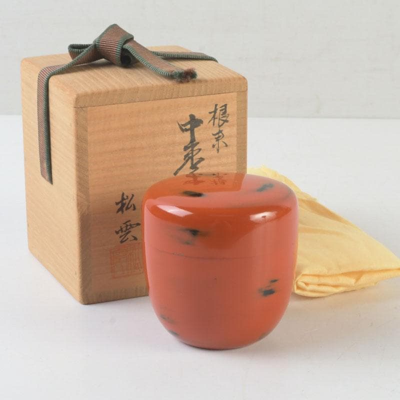 Negoro-nuri Lacquer Natsume Tea Caddy by Shoun — Chunatsume with Original Signed Box