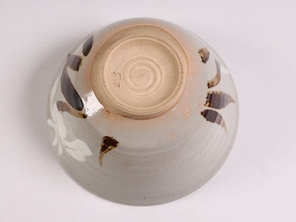 14th Gen Asahi Hosai Iris Iron Painting Tea Bowl - Kaisen Inscription Asahi-yaki