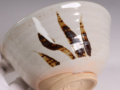14th Gen Asahi Hosai Iris Iron Painting Tea Bowl - Kaisen Inscription Asahi-yaki