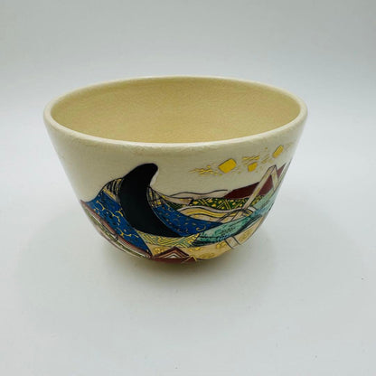 Ninsei-Style Ono no Komachi Tea Bowl — Heian Poetess Kyo-yaki Chawan