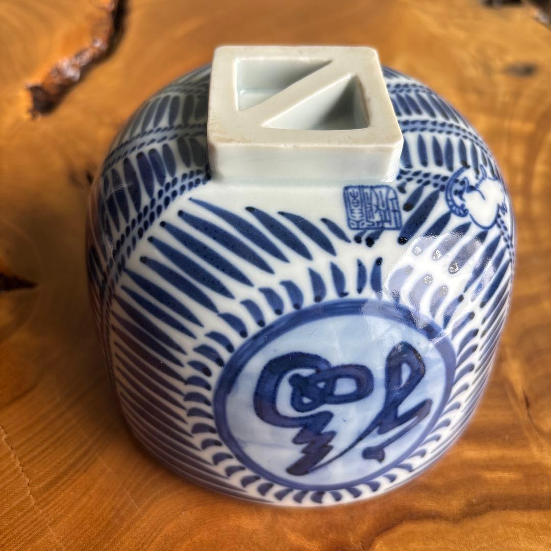 Sometsuke Tawara Chawan — Seven Lucky Gods & Kotobuki, Rojo, Signed Wood Box