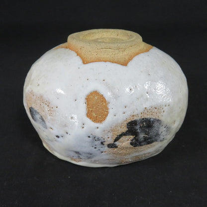 Shino Glaze Oval Matcha Bowl Matsukogama Hokyu with Signed Wooden Box