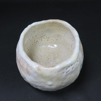 Shino Glaze Oval Matcha Bowl Matsukogama Hokyu with Signed Wooden Box