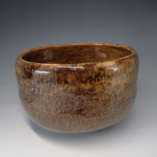 Ohi Cho-ami Tea Bowl — Ame-yu Amber Glaze, Kanazawa Tradition