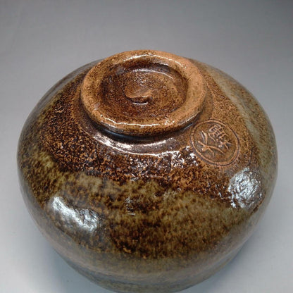 Ohi Cho-ami Tea Bowl — Ame-yu Amber Glaze, Kanazawa Tradition