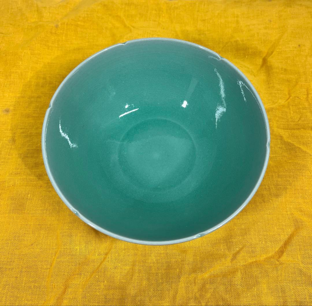 Arita Celadon Chawan by Kajihara Shigemasa — Turquoise Aqua Glaze Wide Tea Bowl