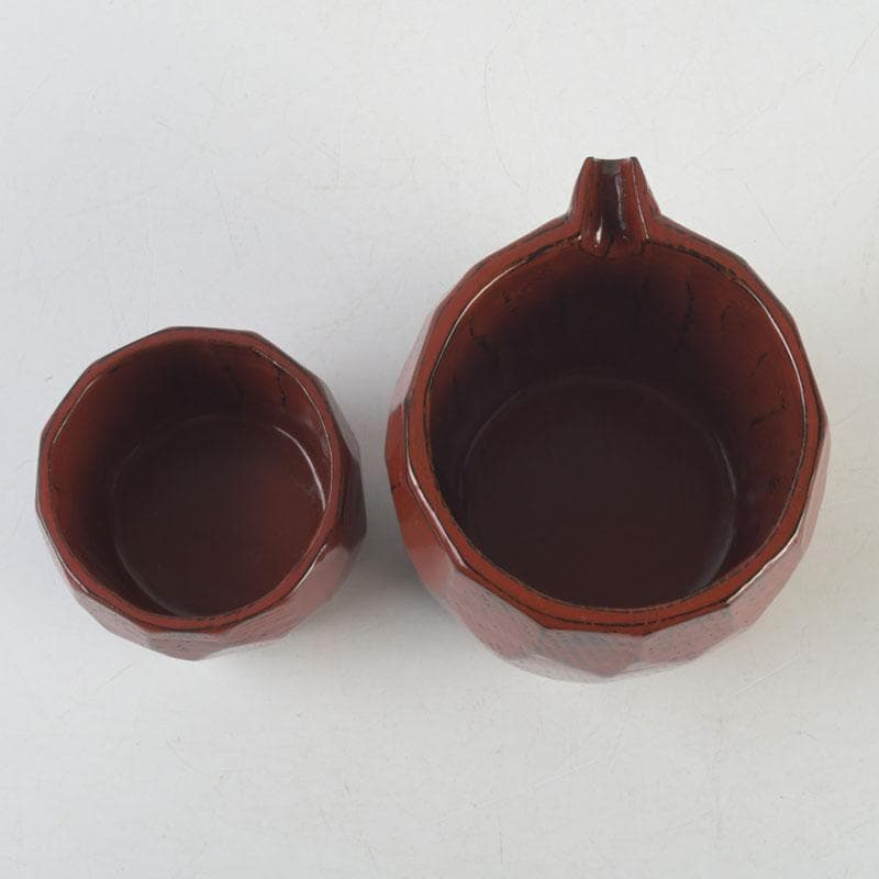 Negoro Lacquer Sake Set by Kitahara Hisashi | Katakuchi Pourer and Guinomi Cup