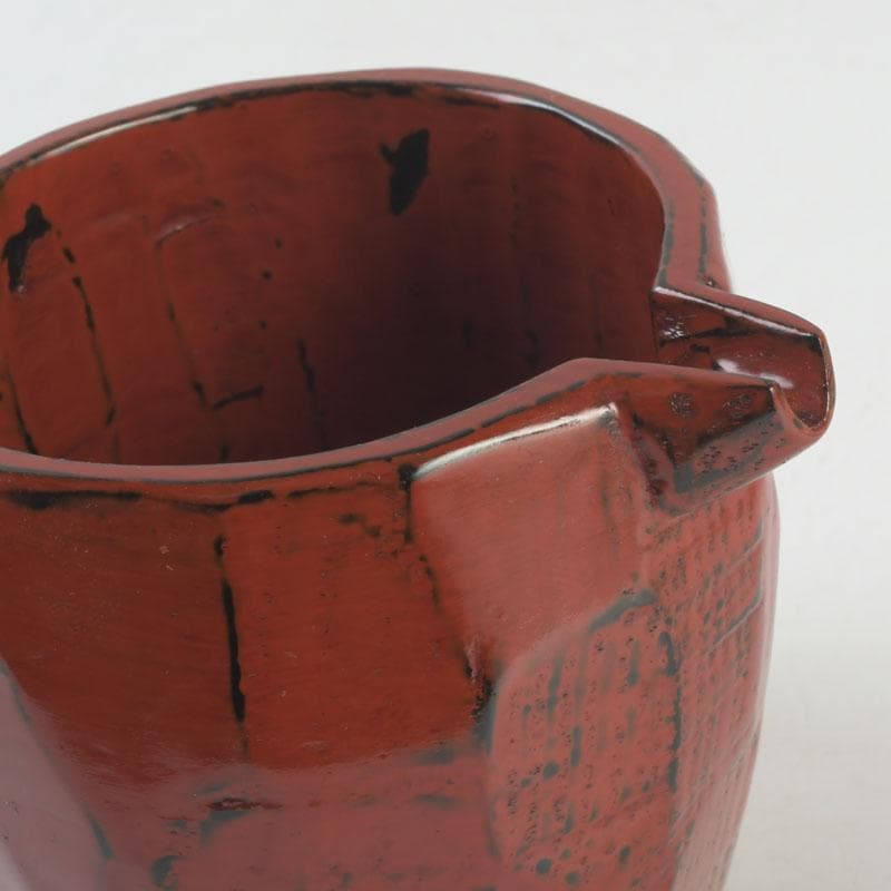 Negoro Lacquer Sake Set by Kitahara Hisashi | Katakuchi Pourer and Guinomi Cup