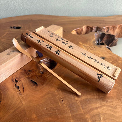 Tea Scoop "Koiwamatsu" by Former Daitoku-ji Abbot — Bamboo Tube, Wooden Box | 茶杓 銘 古岩松 前大徳