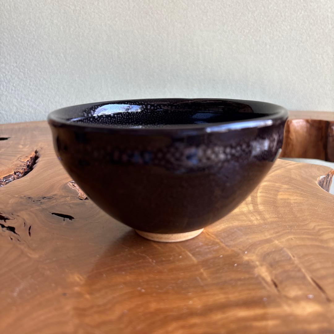 Oil Spot Tenmoku Tea Bowl by Josen — Mino Kiln, Signed Wooden Box
