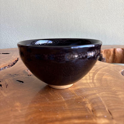 Oil Spot Tenmoku Tea Bowl by Josen — Mino Kiln, Signed Wooden Box
