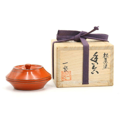 Negoro-nuri Lacquer Incense Container by Ichiro — Aged Vermillion